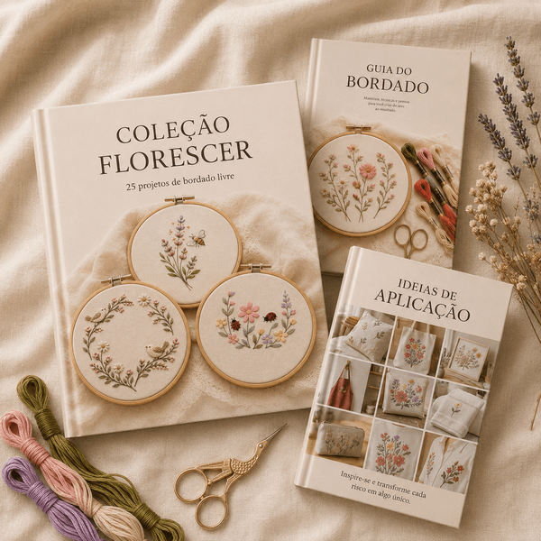 Grade com os 25 bordados da Coleção Florescer finalizados
